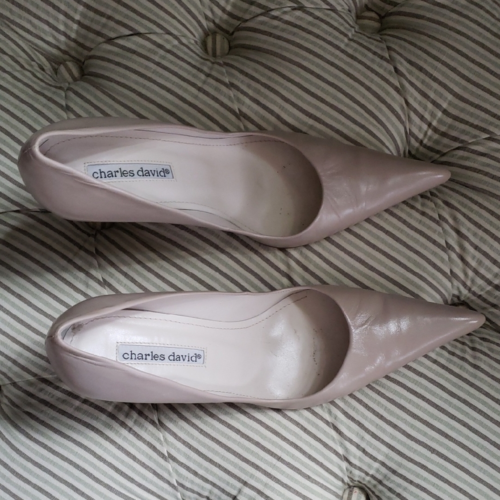 Charles David Women's Pointed Toe Pumps in Light Taupe, 4 Inch Heel